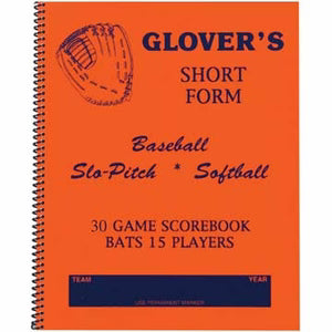 Glover's Baseball/Softball Short Form 30-game Scorebook