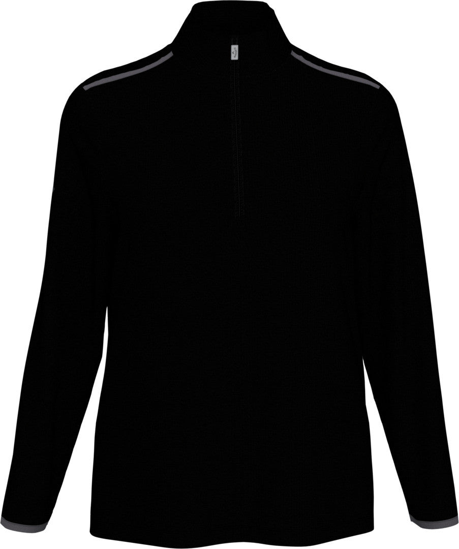 black Ladies 1/4 Zip Mock Pullover front view