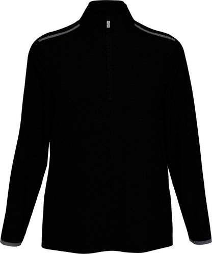 black Ladies 1/4 Zip Mock Pullover front view
