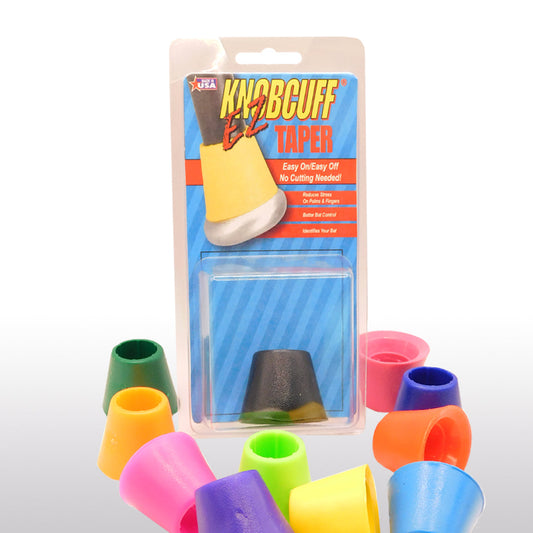 Knobcuff Taper packaging with colorful knobs on a white background