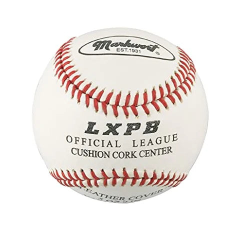 Markwort Leather Cover 9" Practice Baseball with red stitching on a white background, featuring Markwort branding.