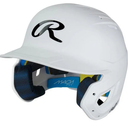 White Rawlings Mach Fit OSFM Batting Helmet on a white background