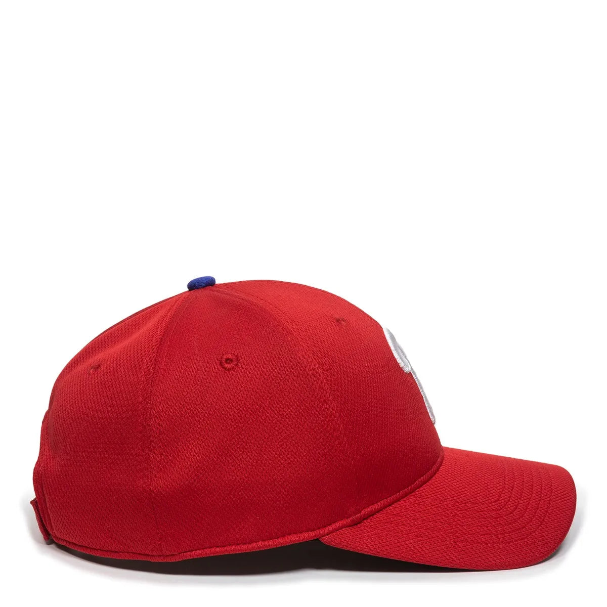 Outdoor Cap MLB Replica Adjustable Baseball Cap of team Philadelphia Phillies side view on white background