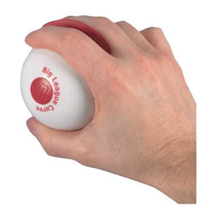 hand holding Big League Curve Baseball in red and white color on white background