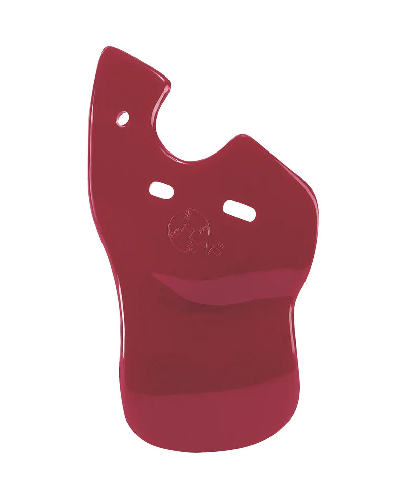 C-Flap® Cheek & Jaw Protection for Left Handed Batter in scarlet color on white background
