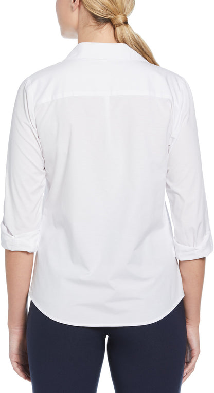LADIES HEATHERED WOVEN SHIRT