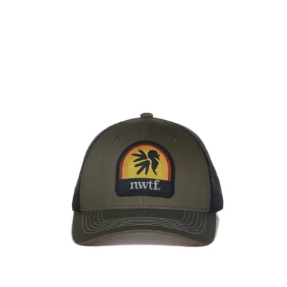 Green and black cap with a logo and 'nwtf' text on a white background