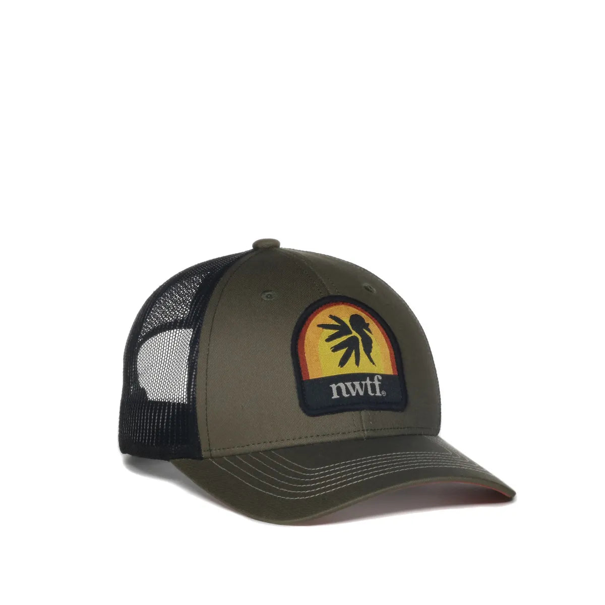 Green and black NWTF35A Loden Black cap on a white background