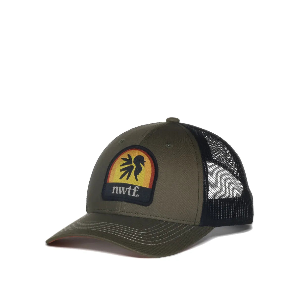Green and black NWTF35A Loden Black cap on a white background