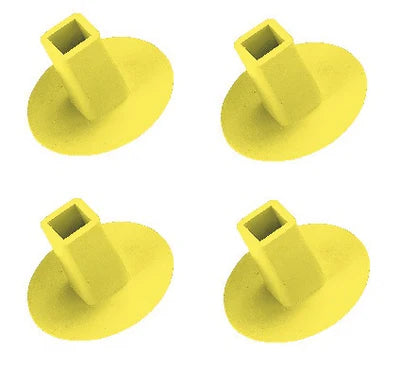 four Markwort Receptacle Plugs in yellow color on white background
