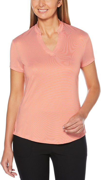 Ladies Fine Line Stripe Polo
