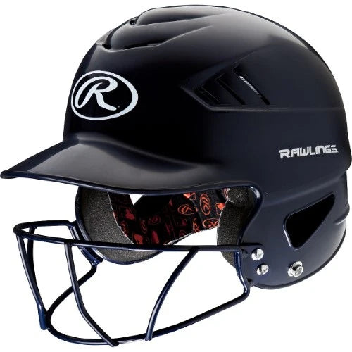 Rawlings Batter's Helmet w/Faceguard Navy for baseball on white background