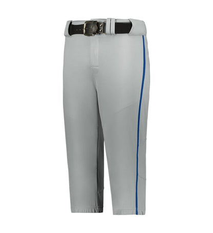 Gray Alleson Youth Crush Baseball Knicker With Braid with a royal blue stripe and belt on a white background