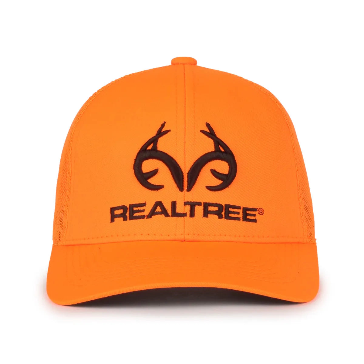 Orange blaze blaze cap with Realtree logo on a white background