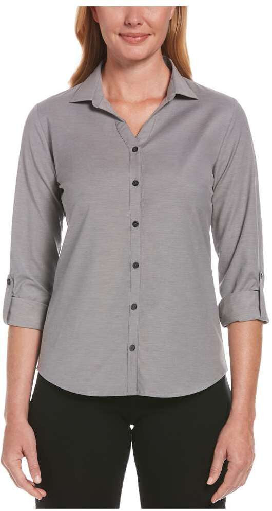 LADIES HEATHERED WOVEN SHIRT