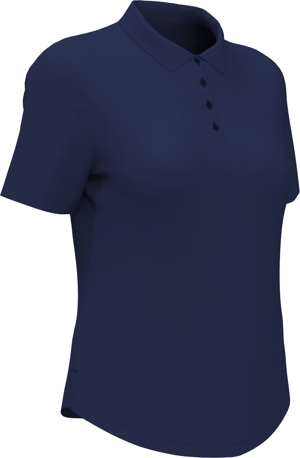 Navy blue Ladies Oxford polo shirt on a white background