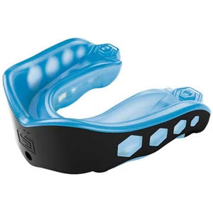 blue and black Shock Doctor Gelmax Convertible Mouthguard on a white background