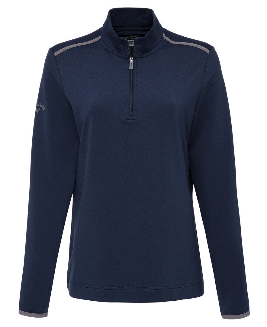peacoat Ladies 1/4 Zip Mock Pullover front view