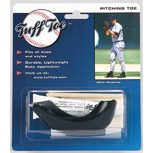 Tuff Toe pitching toe packaging with a baseball player on the cover