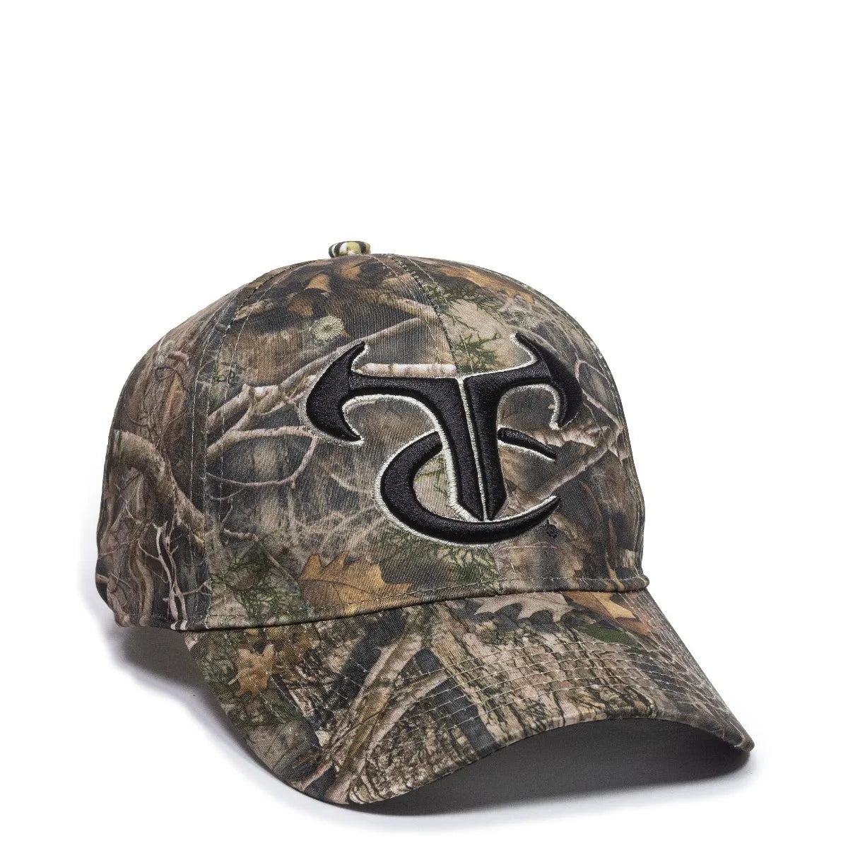 Camouflage baseball TRU02A TrueTimber® Kanati™ cap with a logo on a white background