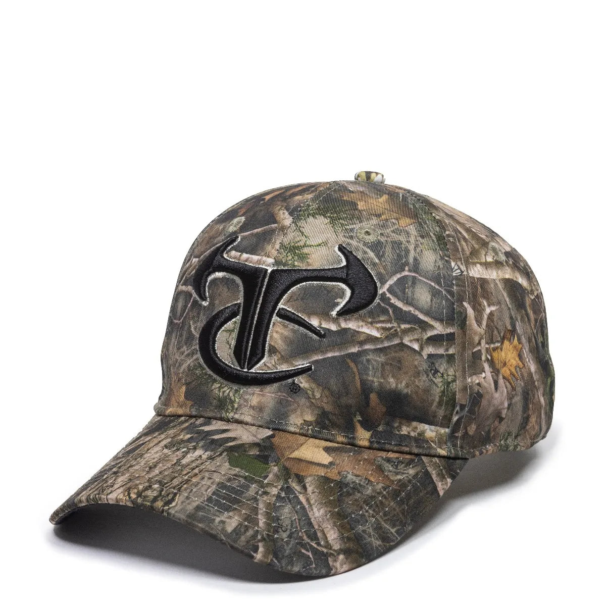 Camouflage baseball TRU02A TrueTimber® Kanati™ cap with a black logo on a white background