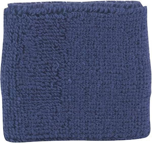 2.5" Extra Thick Cotton Wristbands in blue color on white background