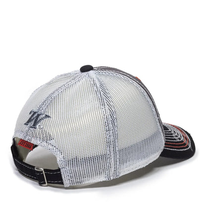 Back view of a WIN35B Light Grey and Black cap  on a white background