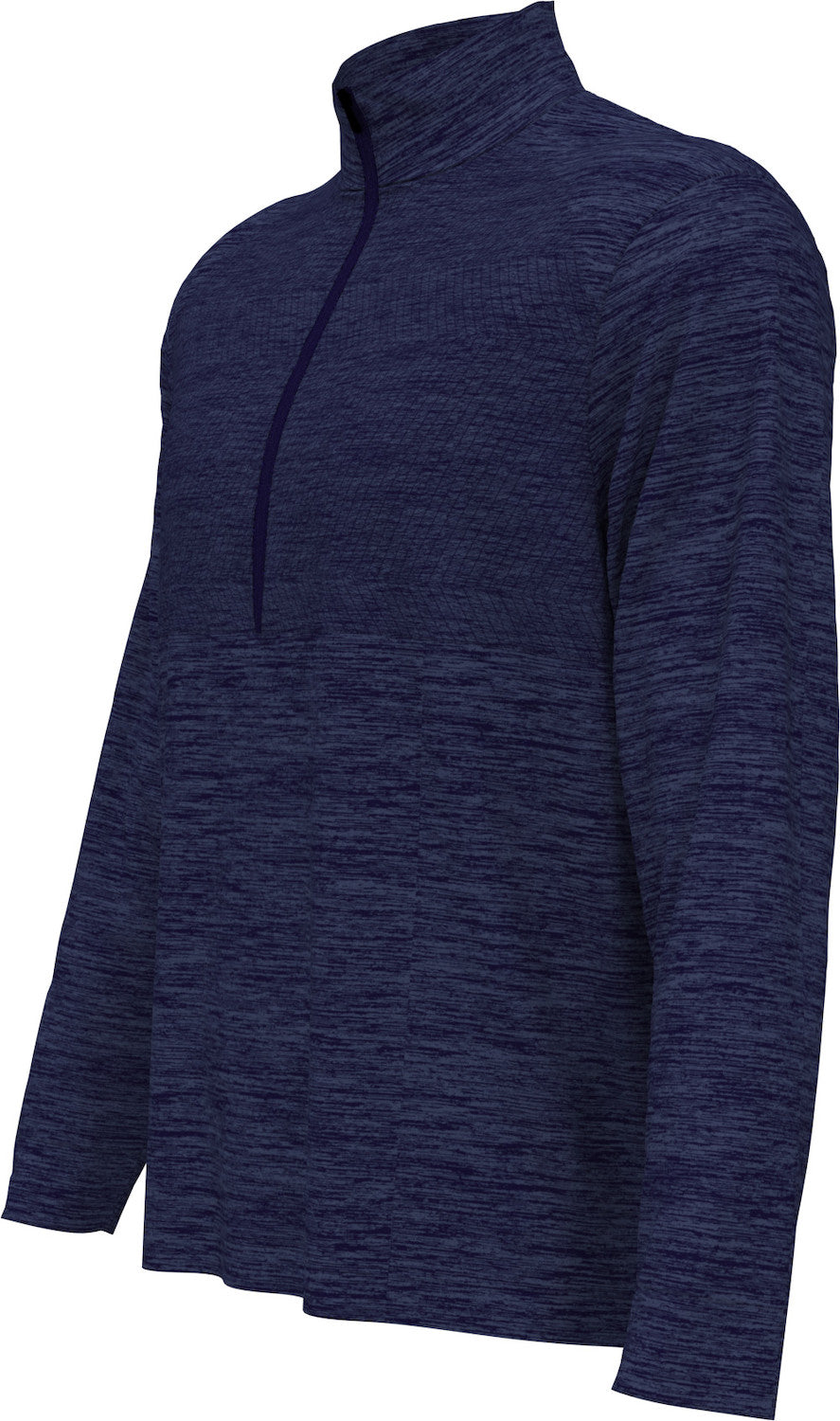 Navy blue Perry Ellis Golf Men’s 1/4 Zip Performance Pullover with a high collar side view on a white background