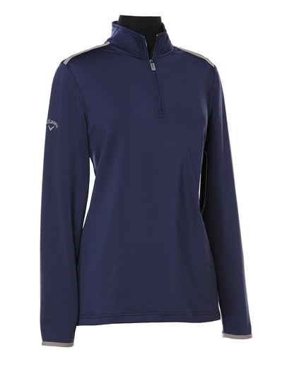 peacoat Ladies 1/4 Zip Mock Pullover side view